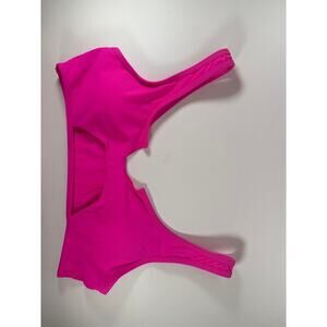 Hot Pink Key Hole V Neck Bikini Top Womens Size Large L